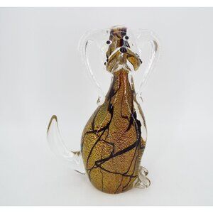 GCA Art Glass Gold Black Dog Figurine 8"